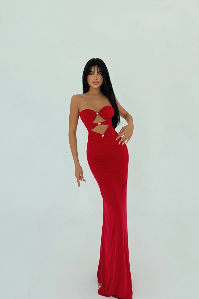 Kırımızı Kenley Uzun Elbise ATE-2908 