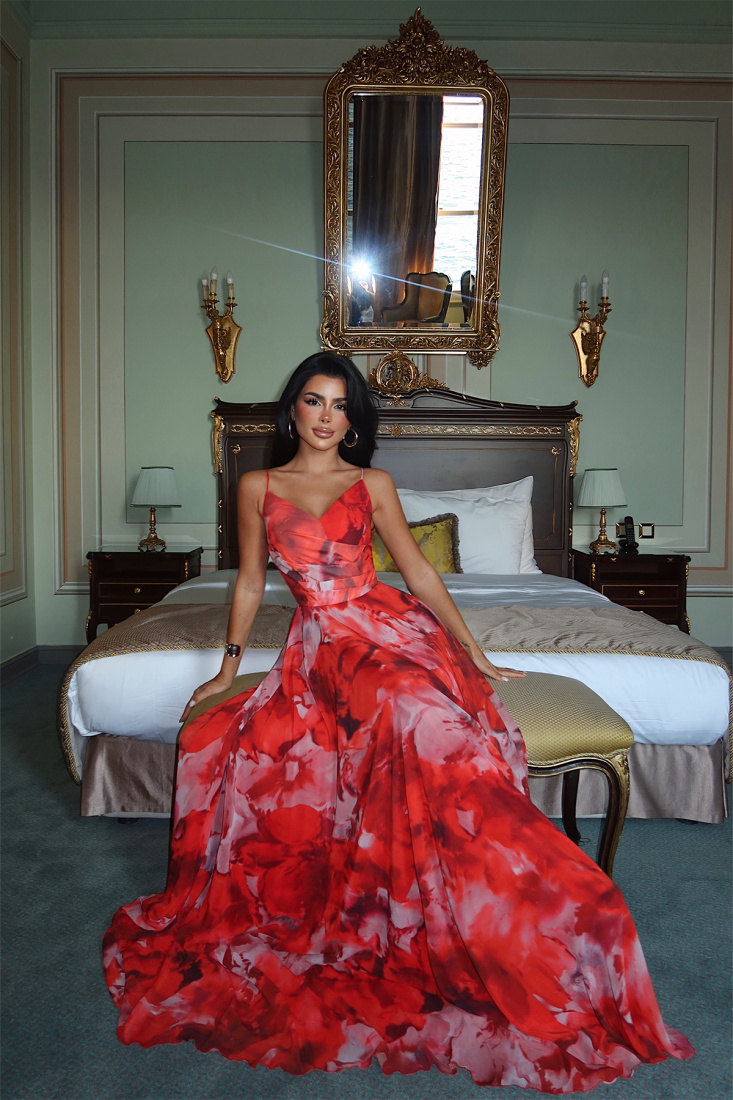 Kırmızı Sisu Uzun Abiye ATE-3708 - EYYO