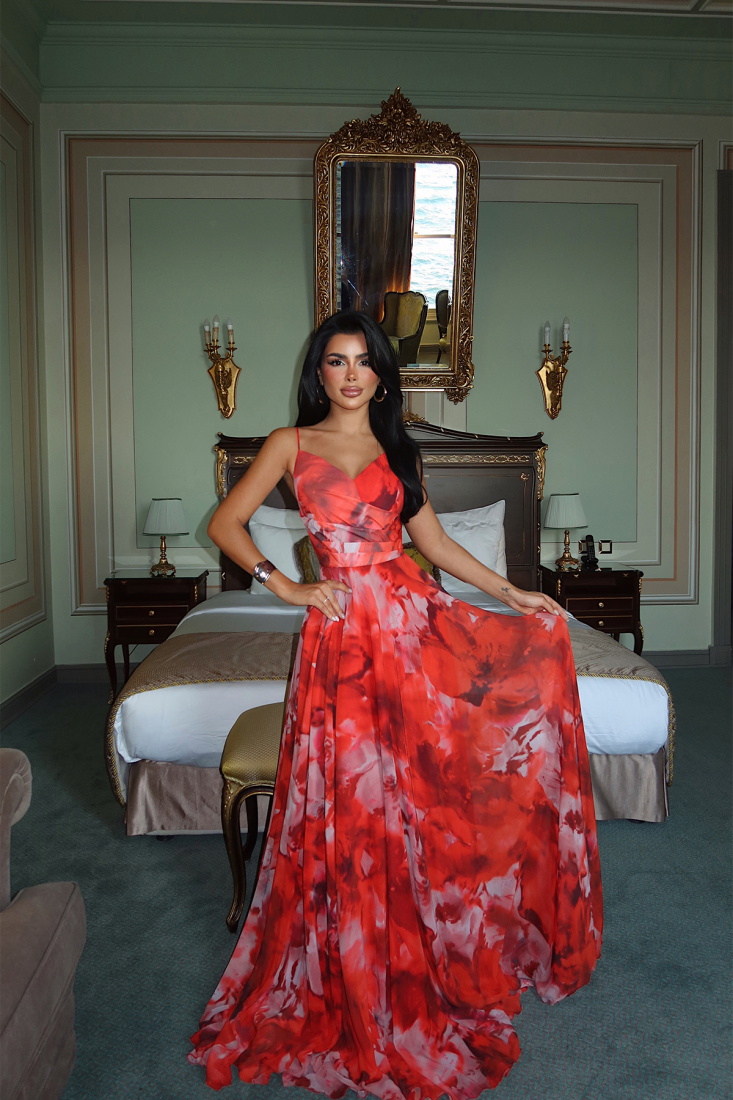 Kırmızı Sisu Uzun Abiye ATE-3708 - EYYO