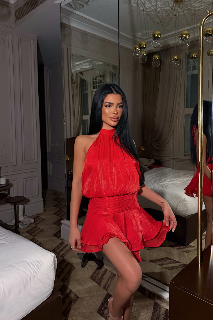 Kırmızı Yvette Mini Elbise ATE-3444 - EYYO