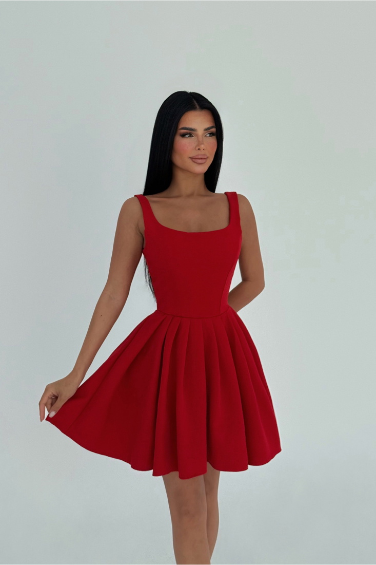 Kırmızı Yolian Mini Elbise ATE-1537 - EYYO