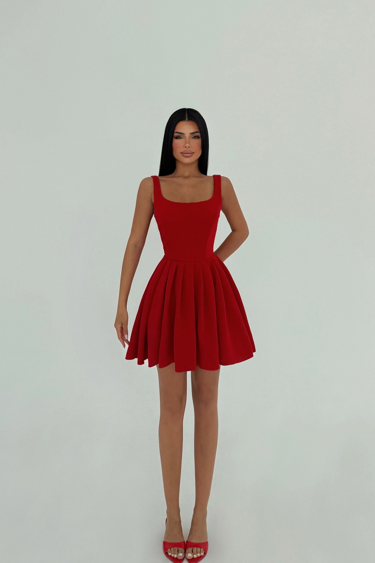 Kırmızı Yolian Mini Elbise ATE-1537 - EYYO