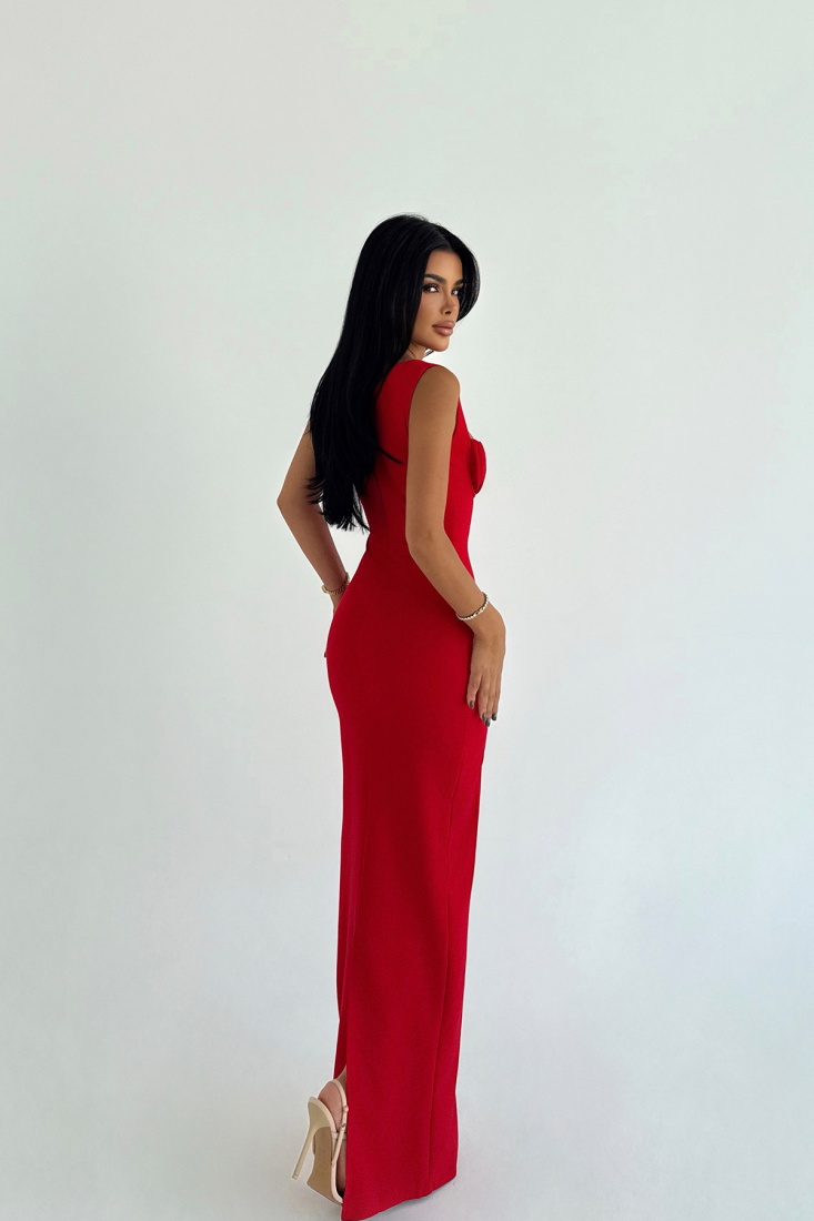 Kırmızı Shawly Uzun Elbise ATE-3470 - EYYO