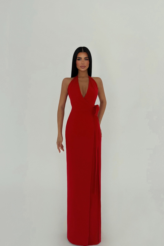 Kırmızı Adria Uzun Elbise ATE-2611 
