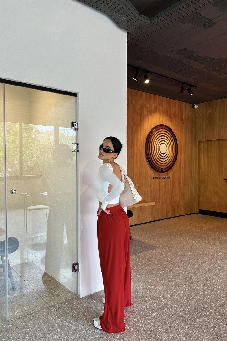 Kırmızı Bağlamalı Pantolon ATE4335 - EYYO