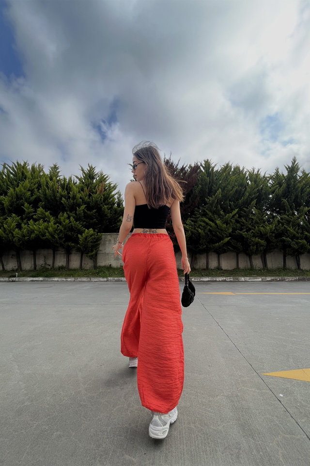 Turuncu Bağlamalı Pantolon ATE6695