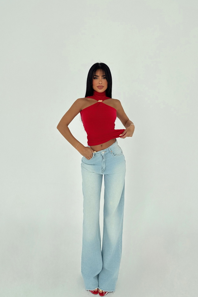 Kırmızı Nolia Aksesuar Detaylı Bluz ATE-2832 - 2
