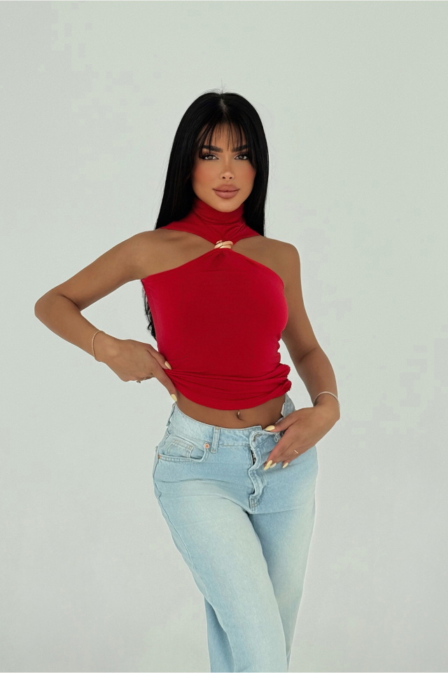 Kırmızı Nolia Aksesuar Detaylı Bluz ATE-2832 - 