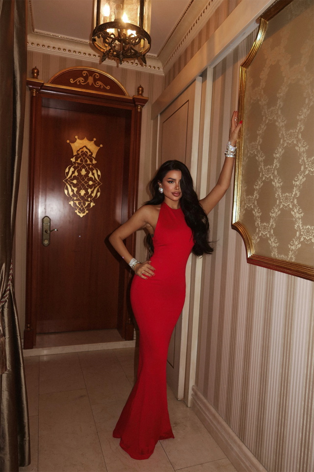 Kırmızı Thelma Uzun Elbise ATE-2245 