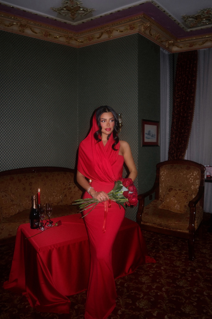 Kırmızı Coralie Uzun Elbise ATE-2315 - EYYO