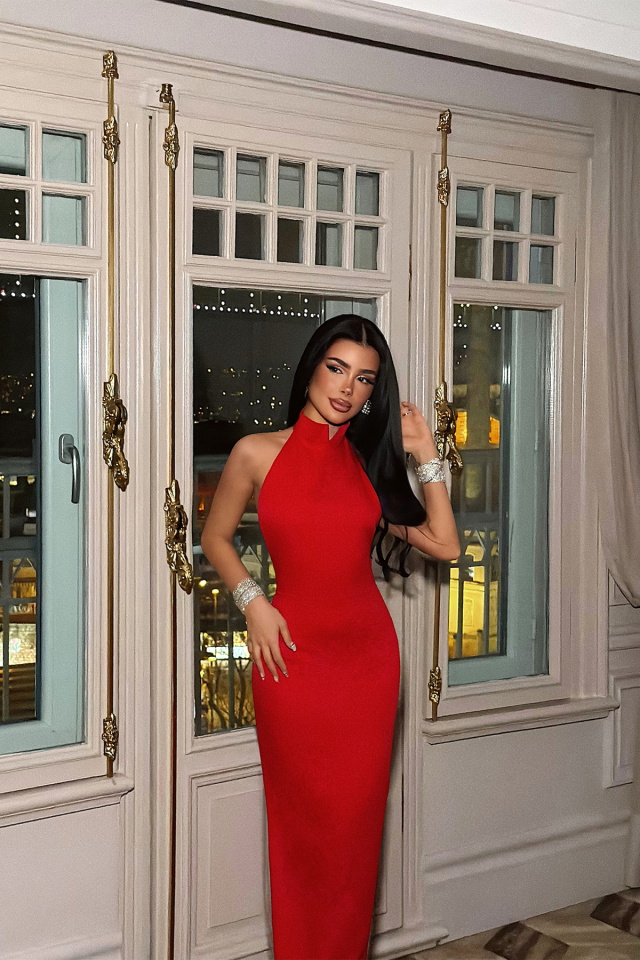 Kırmızı Doria Uzun Elbise ATE-3616 - 5