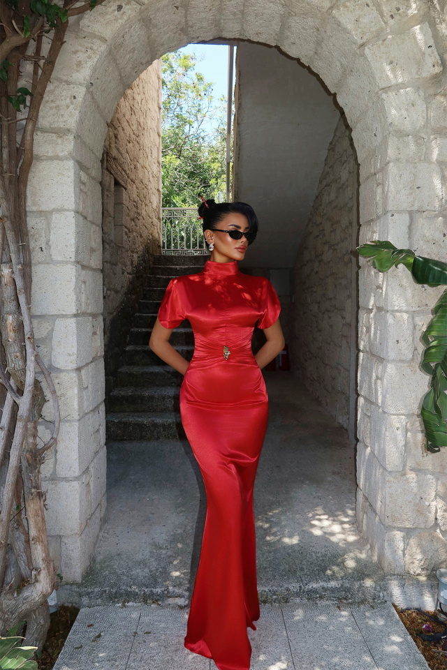 Kırmızı Chyna Elbise ATE-3180 - 3