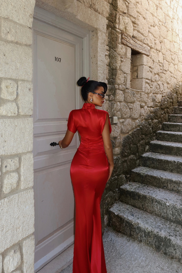 Kırmızı Chyna Elbise ATE-3180 - 5