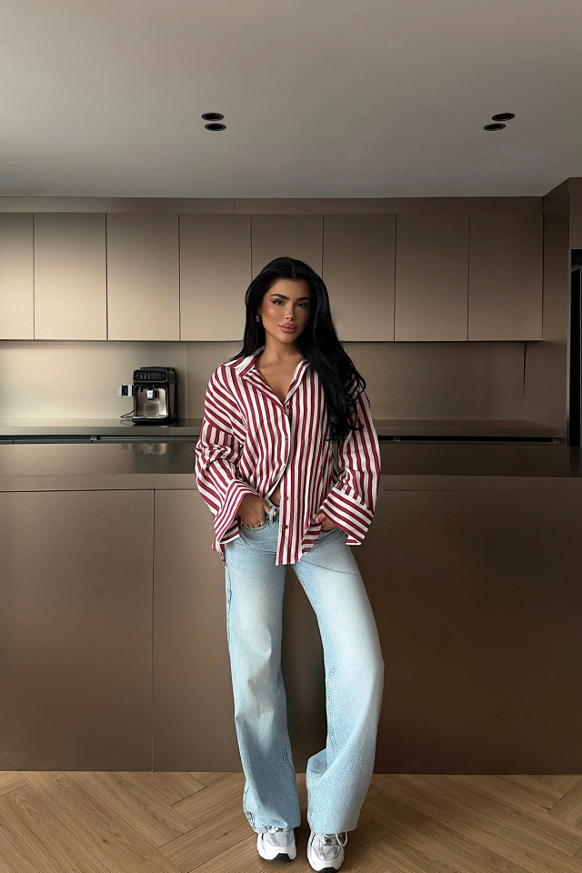 Kırmızı Odyssey Çizgili Gömlek ATE-2114 - 2