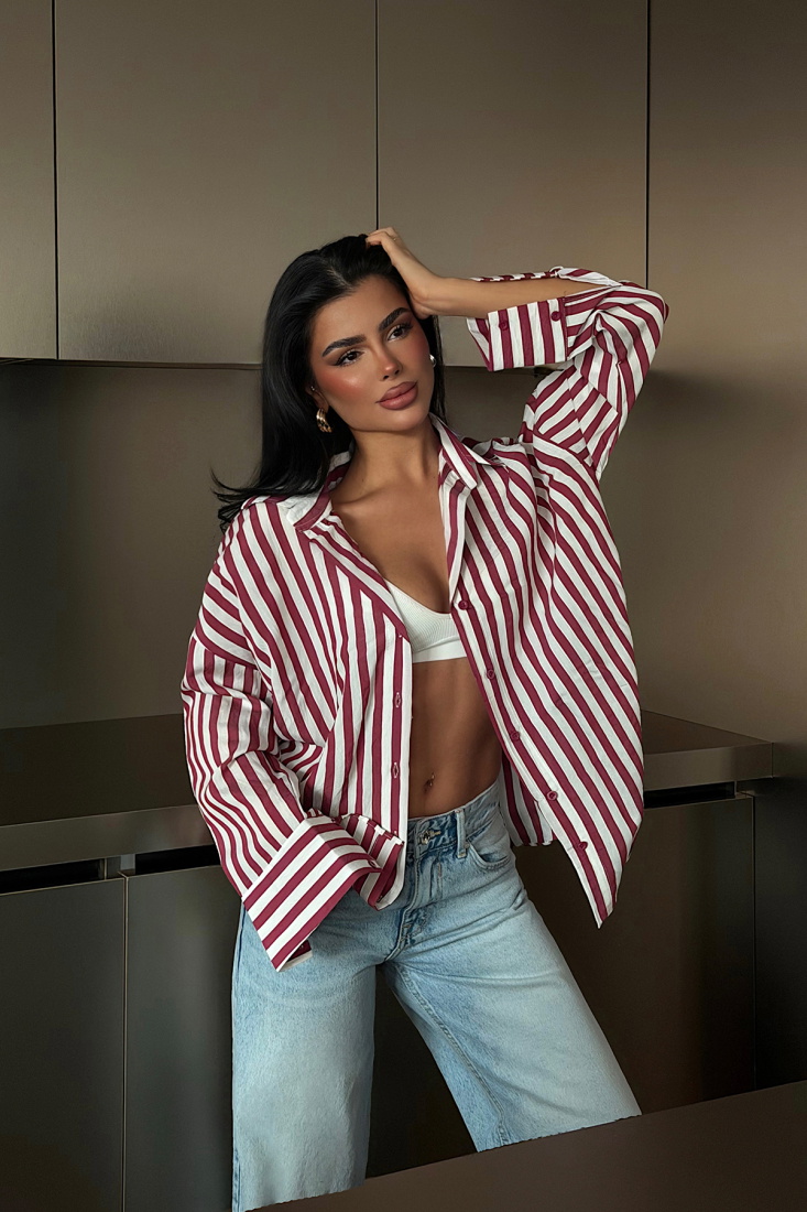 Kırmızı Odyssey Çizgili Gömlek ATE-2114 - EYYO