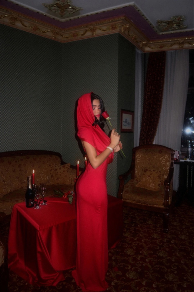 Kırmızı Coralie Uzun Elbise ATE-3197 - 3
