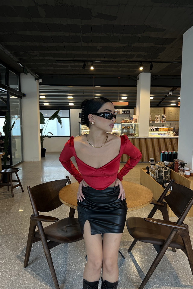 Kırmızı Crop Top ATE2941 - 3