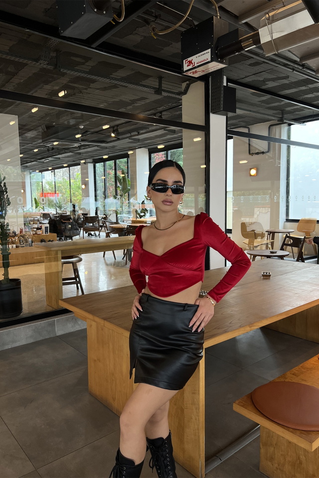 Kırmızı Crop Top ATE2941 - 1