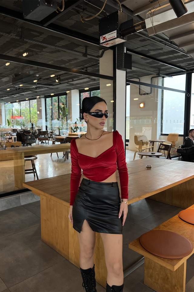 Kırmızı Crop Top ATE2941 - 4