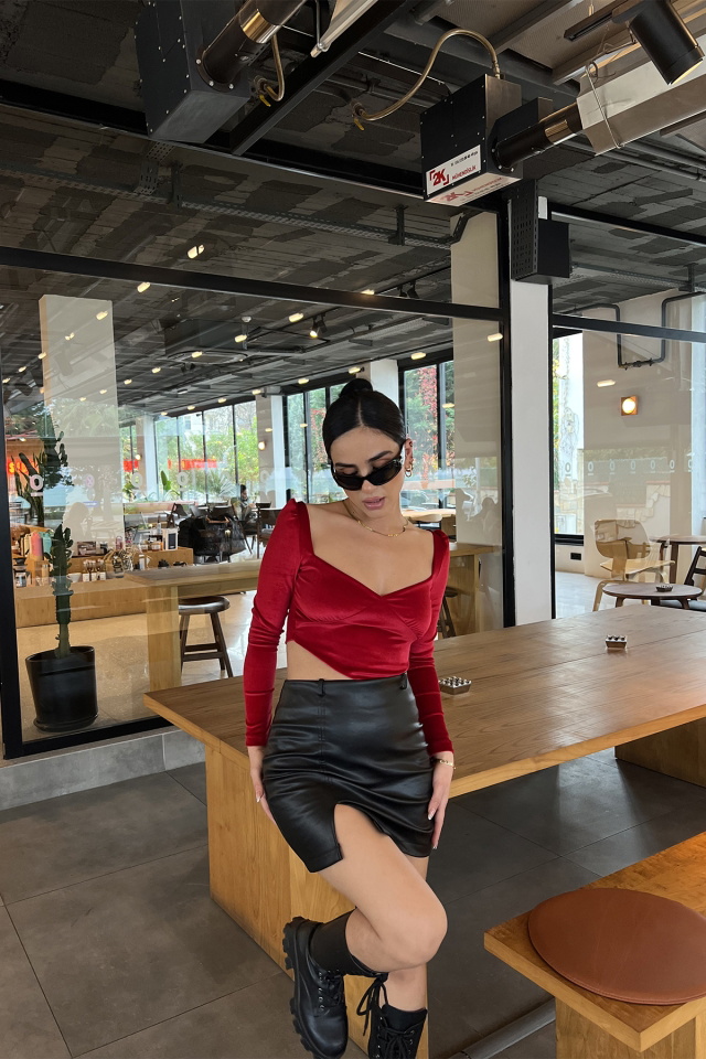 Kırmızı Crop Top ATE2941 - 5