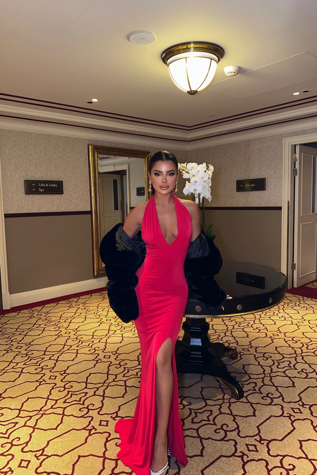 Kırmızı Derin Yırtmaçlı Uzun Elbise ATE8248 - 6