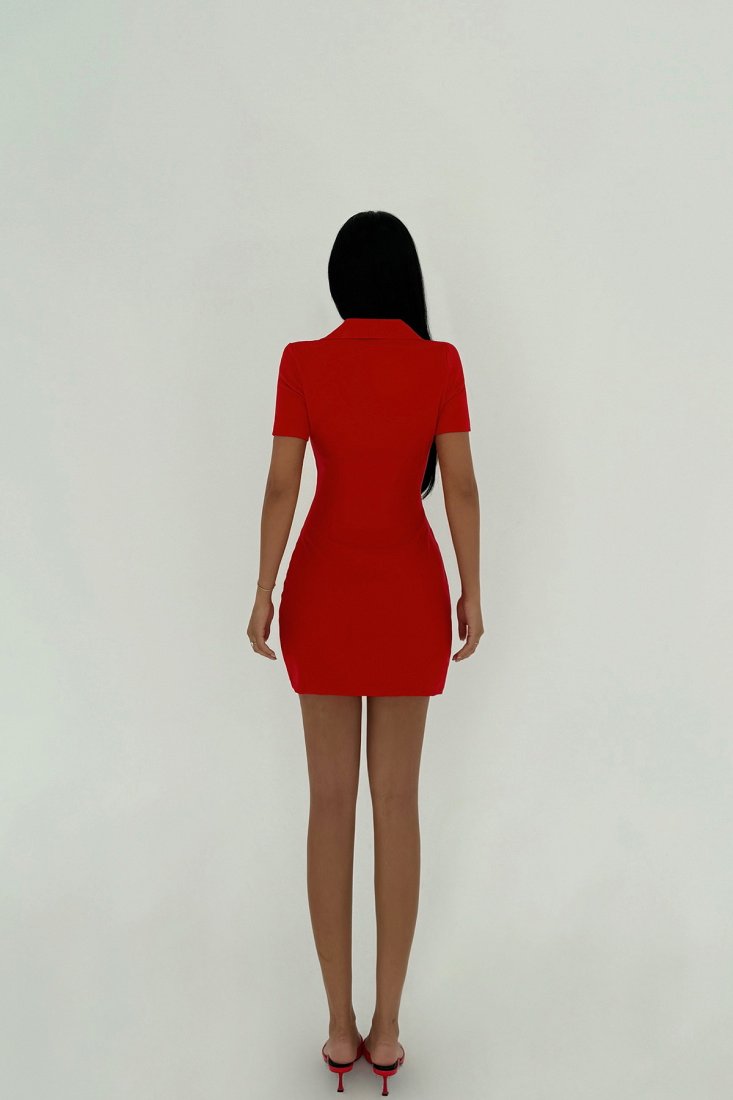 Kırmızı Lady Mini Elbise ATE-2459 - EYYO