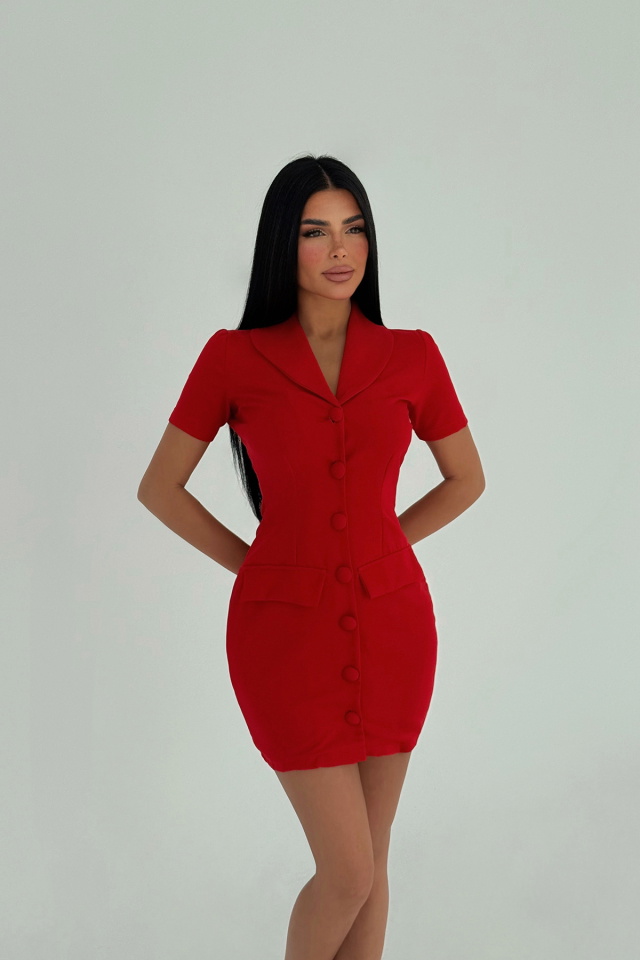Kırmızı Lady Mini Elbise ATE-2459 