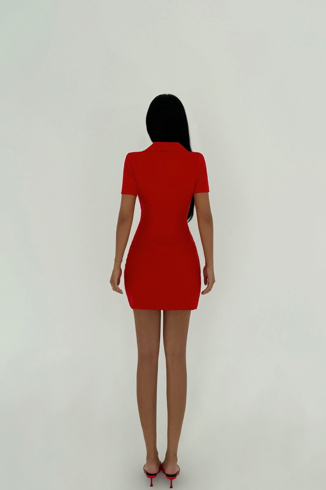 Kırmızı Lady Mini Elbise ATE-2459 - 3