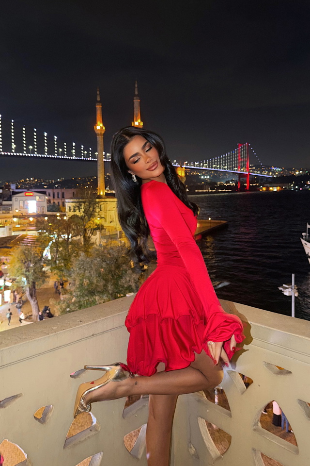 Kırmızı Taliah Mini Elbise ATE-4041 - 4