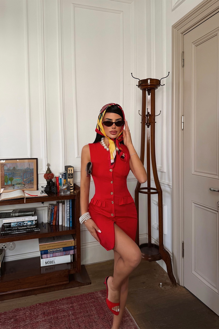 Kırmızı Puteh Elbise ATE-4031 - EYYO