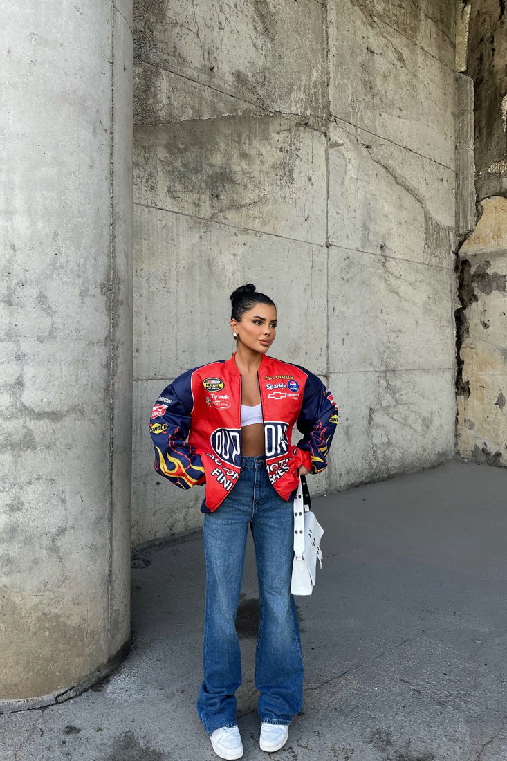 Kırmızı Dupont Yazılı Mont ATE-0386 - EYYO