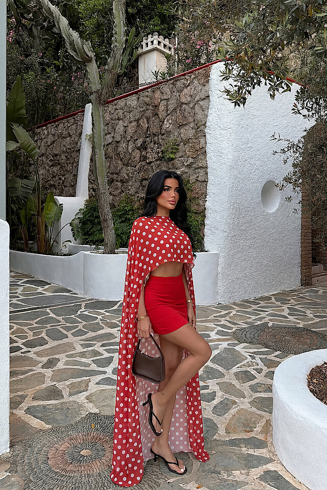 Kırmızı Polka Üçlü Takım