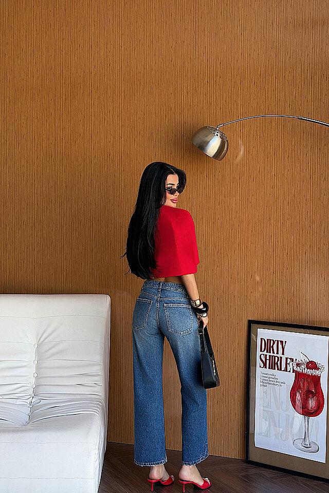 Kırmızı Suuti Crop Bluz ATE-5303 - 4