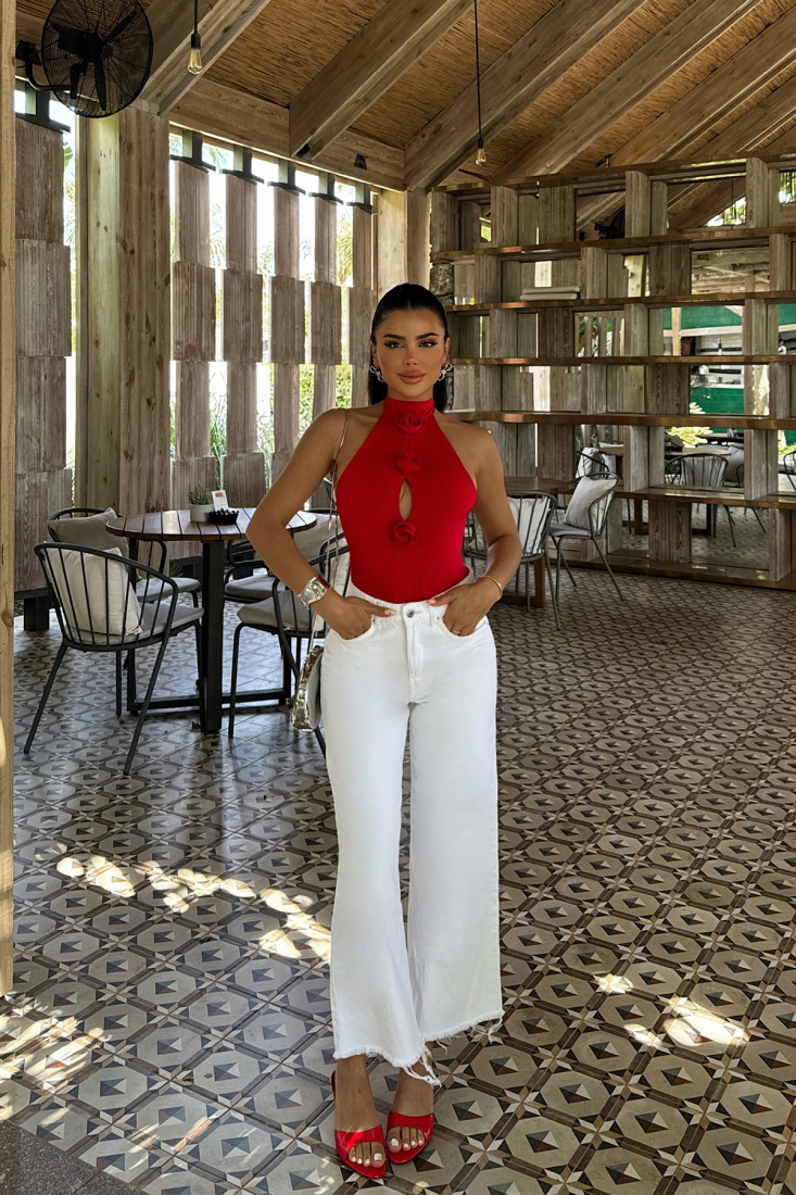 Kırmızı Rose Bodysuit ATE-0246 - EYYO