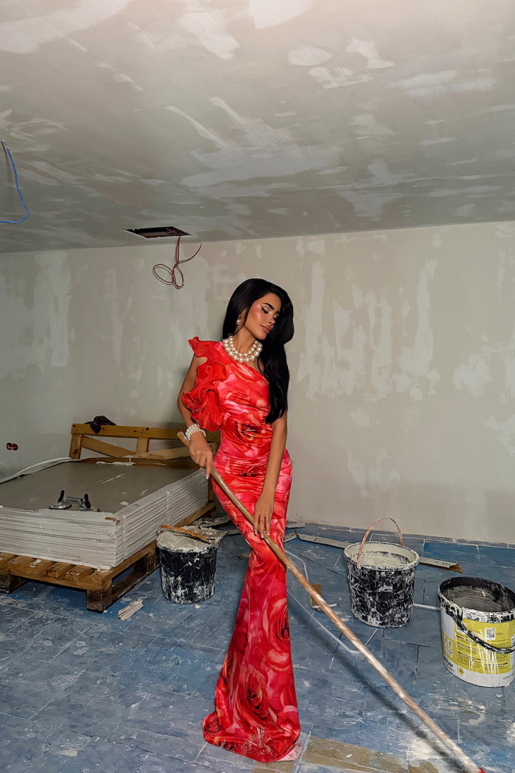 Kırmızı Rosas Elbise ATE-4878 - EYYO