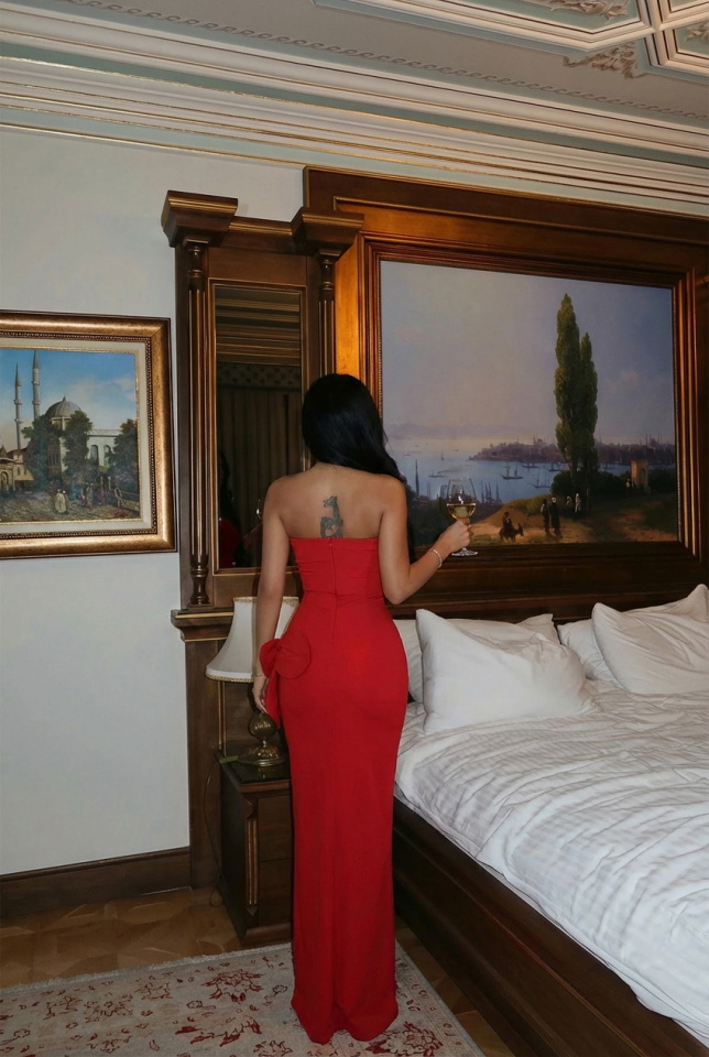 Kırmızı Daysi Straplez Elbise ATE-2604 - 2