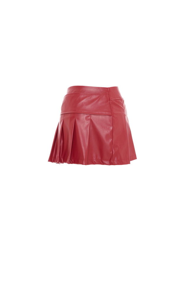 Kırmızı Saydi Mini Deri Etek ATE-2094 - 3