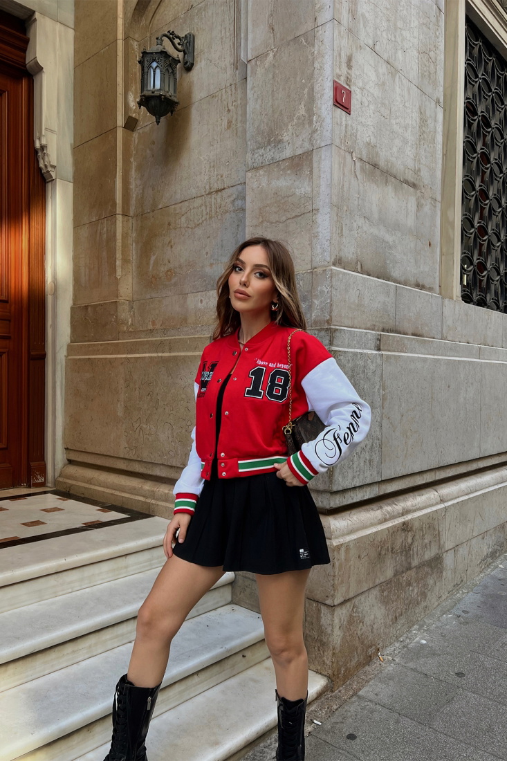 Kırmızı NY City Kolej Ceket ATE2164 - EYYO