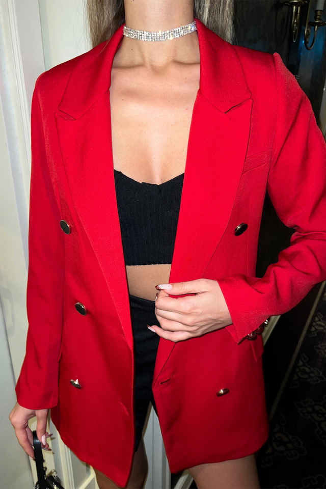 Kırmızı Önü Düğmeli Ceket ATE4646 - 2