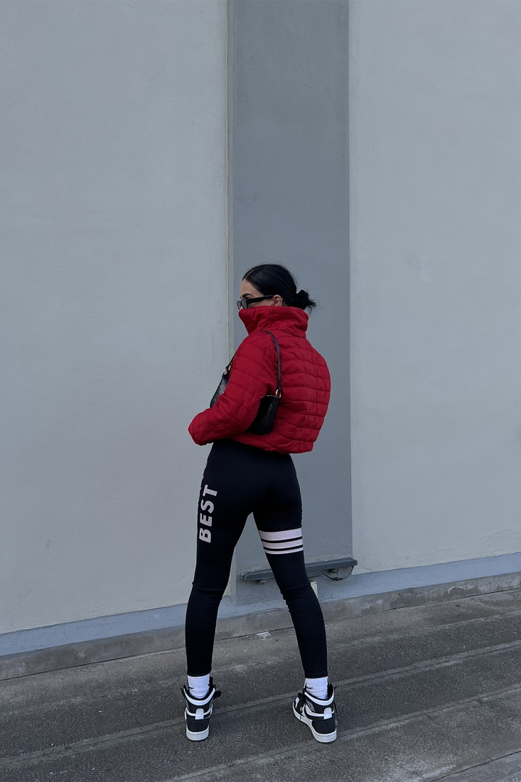 Kırmızı Önü Fermuarlı Mont ATE2408 - EYYO