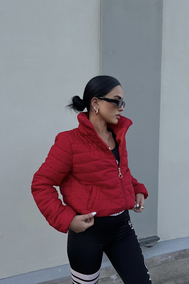 Kırmızı Önü Fermuarlı Mont ATE2408 - EYYO