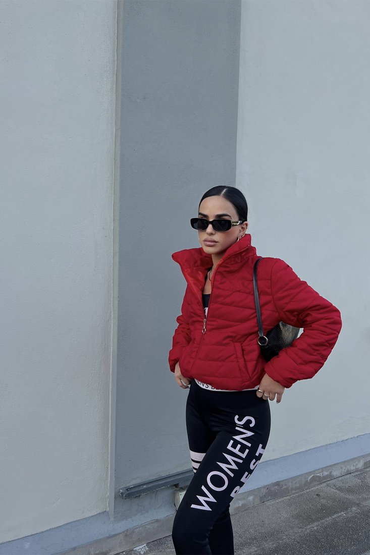 Kırmızı Önü Fermuarlı Mont ATE2408 - EYYO