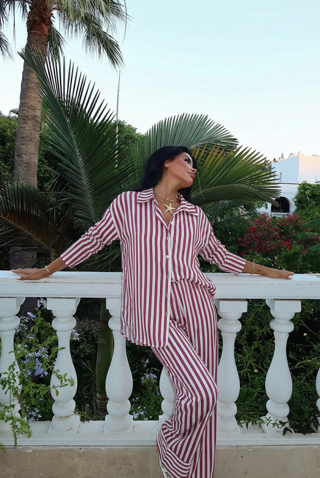 Kırmızı Aleida Çizgili Takım ATE-2756 - 3