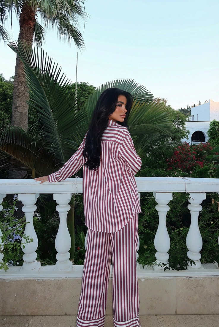 Kırmızı Aleida Çizgili Takım ATE-2756 - EYYO