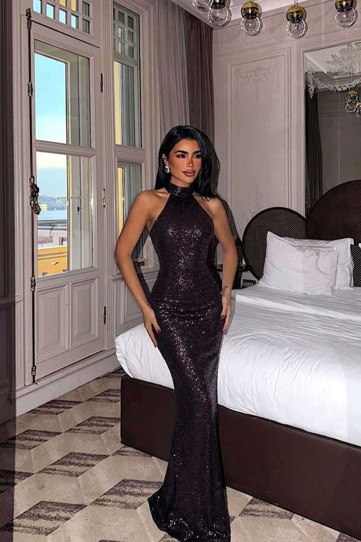 Kırmızı Shion Payetli Elbise ATE-3658 - EYYO