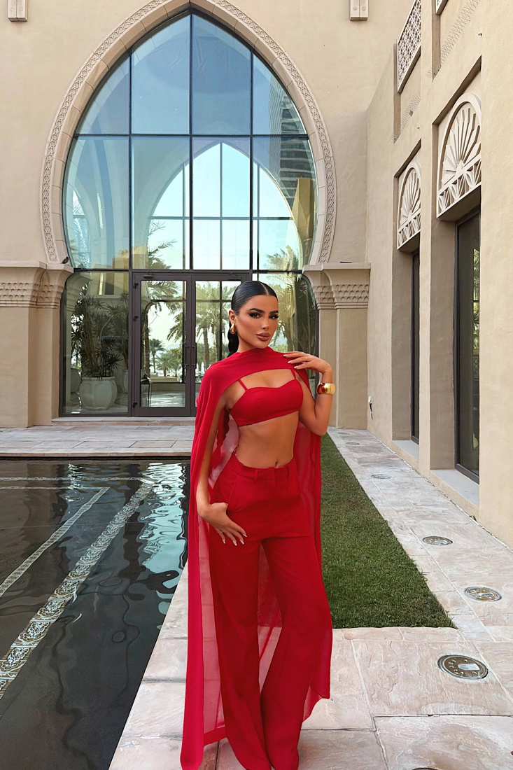 Kırmızı Akei Transparan Bluz ATE-4897 - EYYO