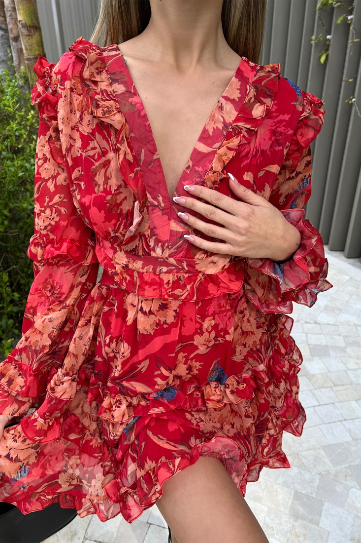 Kırmızı Sırt Detay Elbise ATE6178 - EYYO