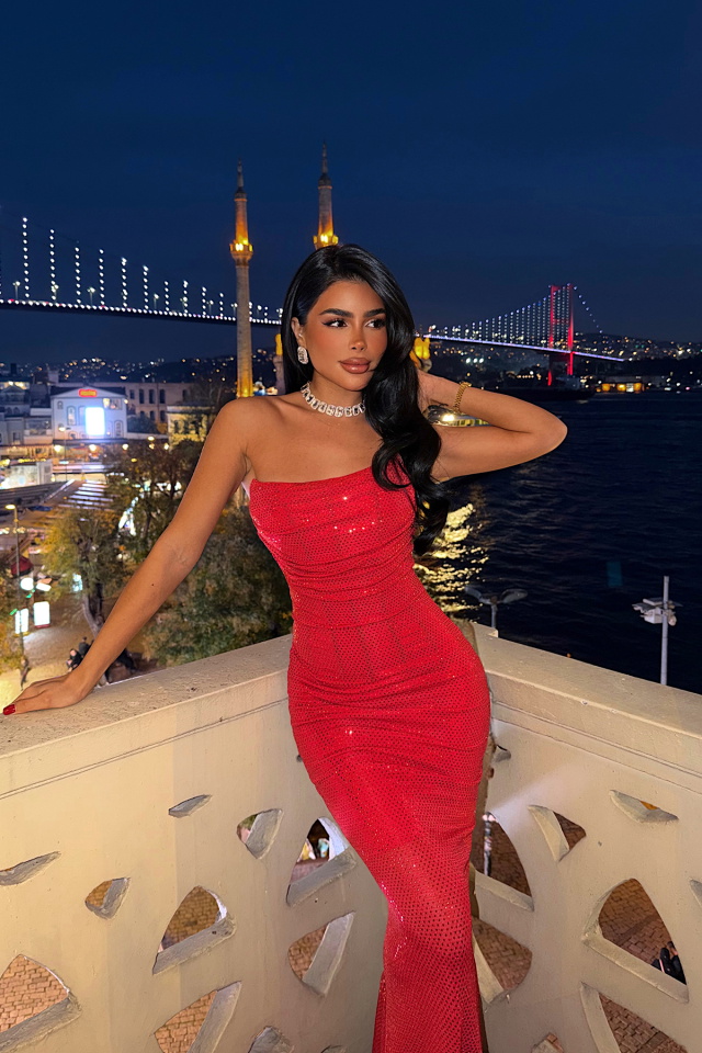 Kırmızı Lainie Uzun Elbise ATE-4375 - 2