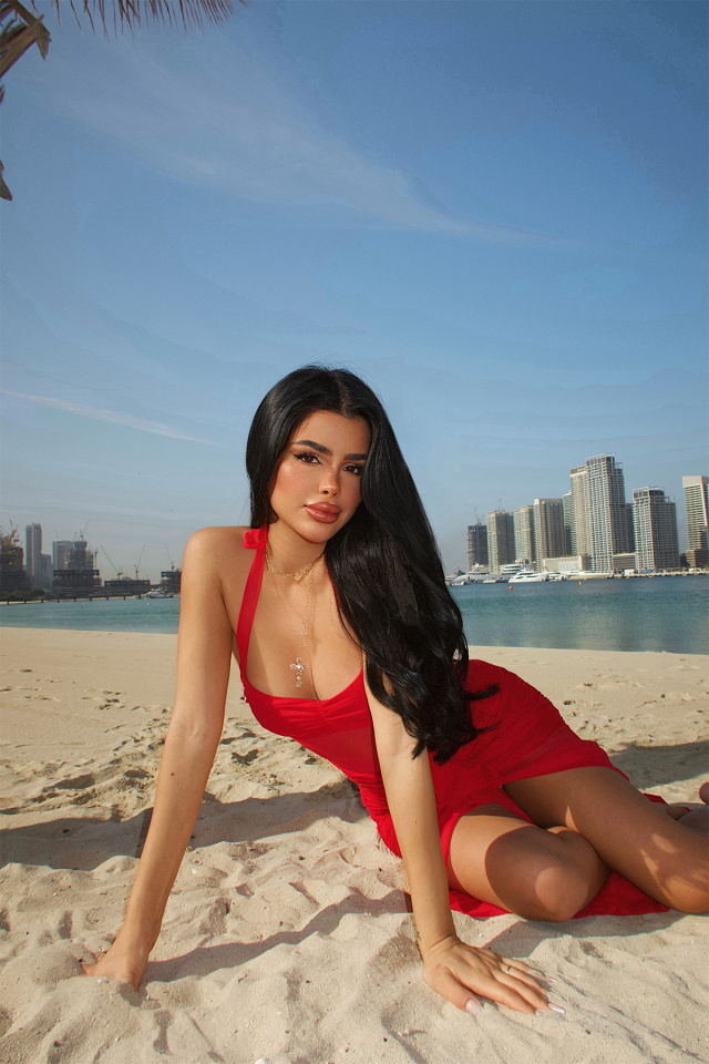 Kırmızı Farley Tül Uzun Elbise ATE-4702 