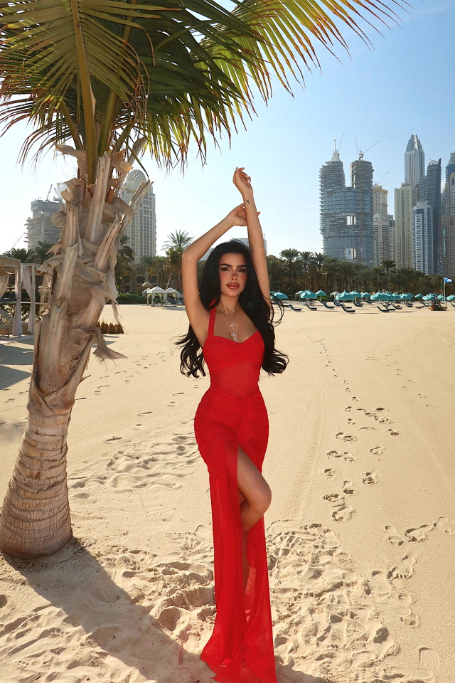 Kırmızı Farley Tül Uzun Elbise ATE-4702 - 3